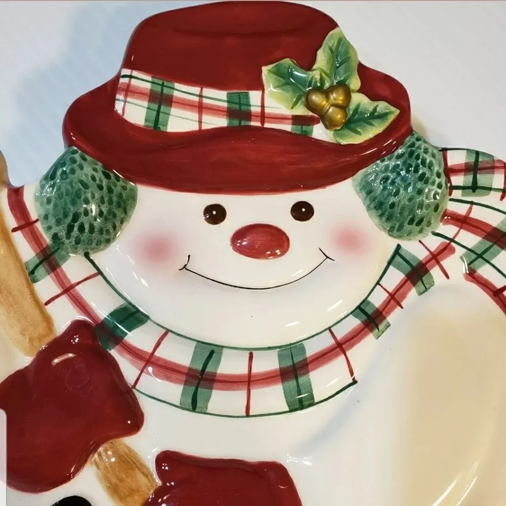 Vintage Fitz & Floyd Christmas Snowman Plate 9
